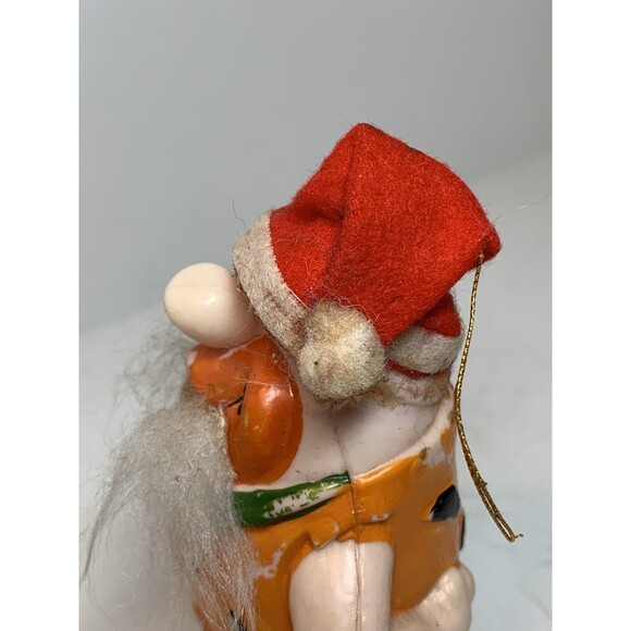 Vintage Flintstones Santa Christmas Tree Ornament 1976 Hong Kong Plastic Cartoon - Picture 6 of 9
